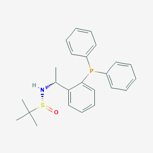 molecular formula C24H28NOPS B6292430 [S(R)]-N-[(1R)-1-[2-(Diphenylphosphino)phenyl]ethyl]-2-methyl-2-propanesulfinamide, 95% CAS No. 1595319-89-3