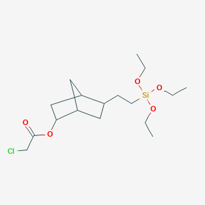 2-(Triethoxysilylethyl)-5-(chloroacetoxy)bicycloheptane, 95% contains 6-chloroacetoxy isomer