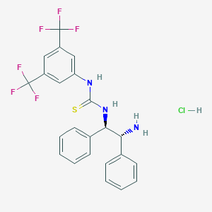 molecular formula C23H20ClF6N3S B6292591 N-[(1R,2R)-2-Amino-1,2-diphenylethyl]-N'-[3,5-bis(trifluoromethyl)phenyl]thiourea hydrochloride, 98%, (99% ee) CAS No. 2415751-54-9