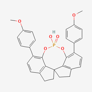 molecular formula C31H27O6P B6292653 (11aR)-3,7-Bis(4-methoxyphenyl)-10,11,12,13-tetrahydro-5-hydroxy-5-oxide-diindeno[7,1-de:1',7'-fg][1,3,2]dioxaphosphocin, 98% (99% ee) CAS No. 2565792-70-1