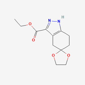 molecular formula C12H16N2O4 B6292705 Ethyl spiro[1,3-dioxolane-2,5'-1,4,6,7-tetrahydroindazole]-3'-carboxylate CAS No. 913558-29-9