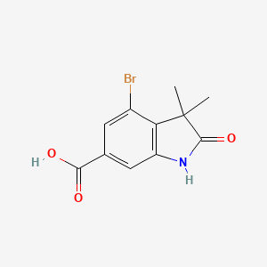 molecular formula C11H10BrNO3 B6292827 4-Bromo-3,3-dimethyl-2-oxo-indoline-6-carboxylic acid CAS No. 2606946-42-1