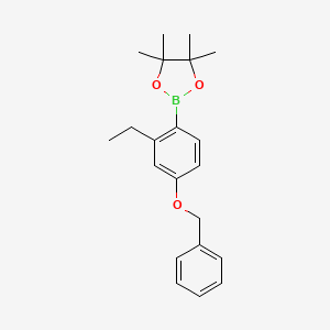 molecular formula C21H27BO3 B6293417 2-(4-(苄氧基)-2-乙基苯基)-4,4,5,5-四甲基-1,3,2-二氧杂硼烷 CAS No. 2412496-29-6