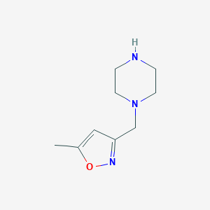 molecular formula C9H15N3O B062935 1-[(5-Methylisoxazol-3-yl)methyl]piperazine CAS No. 173850-51-6