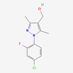molecular formula C12H12ClFN2O B6293955 (1-(4-Chloro-2-fluorophenyl)-3,5-dimethyl-1H-pyrazol-4-yl)methanol CAS No. 2379322-67-3