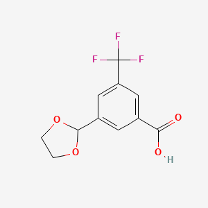 molecular formula C11H9F3O4 B6294495 3-(1,3-dioxolan-2-yl)-5-(trifluoromethyl)-benzoic acid CAS No. 2271443-05-9
