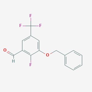 molecular formula C15H10F4O2 B6294643 3-(Benzyloxy)-2-fluoro-5-(trifluoromethyl)benzaldehyde CAS No. 2379322-26-4