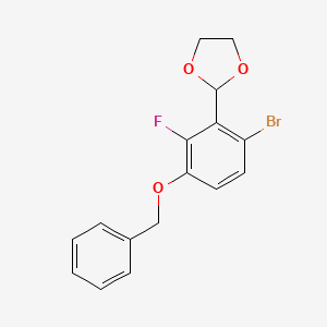 molecular formula C16H14BrFO3 B6294678 2-(3-(Benzyloxy)-6-bromo-2-fluorophenyl)-1,3-dioxolane CAS No. 2379321-63-6