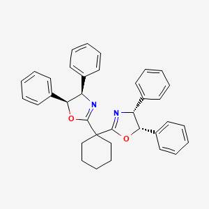molecular formula C36H34N2O2 B6294753 (4R,4'R,5S,5'S)-2,2'-Cyclohexylidenebis[4,5-dihydro-4,5-diphenyloxazole], 98%, (99% ee) CAS No. 2634687-82-2