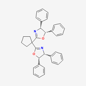 molecular formula C35H32N2O2 B6294759 (4R,4'R,5S,5'S)-2,2'-Cyclopentylidenebis[4,5-dihydro-4,5-diphenyloxazole], 98%, (99% ee) CAS No. 2133827-34-4