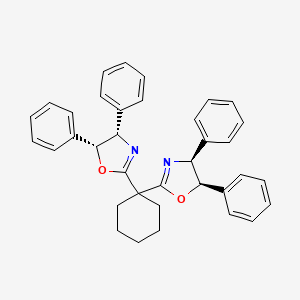 molecular formula C36H34N2O2 B6294772 (4S,4'S,5R,5'R)-2,2'-Cyclohexylidenebis[4,5-dihydro-4,5-diphenyloxazole], 98%, (99% ee) CAS No. 2634687-63-9