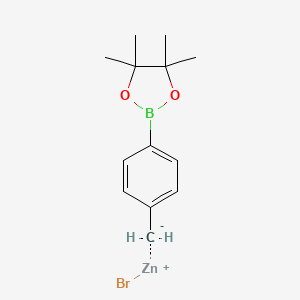 molecular formula C13H18BBrO2Zn B6294829 4-(4,4,5,5-Tetramethyl-1,3,2-dioxaborolan-2-yl)benzylzinc bromide, 0.25 M in THF CAS No. 1422039-15-3