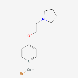 molecular formula C12H16BrNOZn B6294885 (4-(2-(Pyrrolidin-1-yl)ethoxy)phenyl)zinc bromide, 0.25 M in THF CAS No. 1243000-95-4