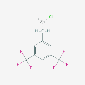molecular formula C9H5ClF6Zn B6294919 (3,5-Bis(trifluoromethyl)benzyl)zinc chloride, 0.50 M in THF CAS No. 1638633-06-3