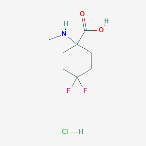 molecular formula C8H14ClF2NO2 B6295029 4,4-Difluoro-1-(methylamino)cyclohexanecarboxylic acid hydrochloride CAS No. 2411636-76-3