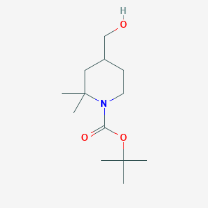 molecular formula C13H25NO3 B6295055 t-Butyl 4-(hydroxymethyl)-2,2-dimethyl-piperidine-1-carboxylate, 95% CAS No. 2167889-81-6