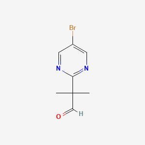 molecular formula C8H9BrN2O B6295079 2-(5-Bromo-2-pyrimidinyl)-2-methylpropanal CAS No. 2228785-78-0