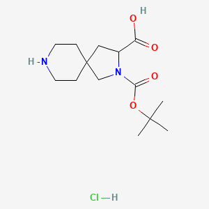 molecular formula C14H25ClN2O4 B6295100 2-(t-Butoxycarbonyl)-2,8-diazaspiro[4.5]decane-3-carboxylic acid hydrochloride, 95% CAS No. 2388515-33-9