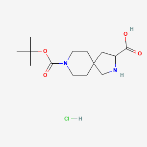 molecular formula C14H25ClN2O4 B6295119 8-(t-Butoxycarbonyl)-2,8-diazaspiro[4.5]decane-3-carboxylic acid hydrochloride, 95% CAS No. 2388515-38-4