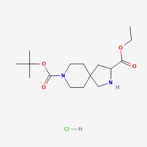 molecular formula C16H29ClN2O4 B6295124 8-t-Butyl 3-ethyl 2,8-diazaspiro[4.5]decane-3,8-dicarboxylate hydrochloride, 95% CAS No. 2388515-31-7