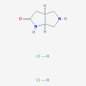 molecular formula C6H12Cl2N2O B6295167 rel-(3aS,6aS)-Hexahydropyrrolo[3,4-b]pyrrol-2(1H)-one dihydrochloride, 95% CAS No. 2368824-59-1
