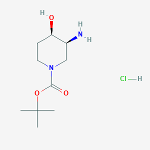 molecular formula C10H21ClN2O3 B6295174 t-Butyl cis-3-amino-4-hydroxy-1-piperidinecarboxylate hydrochloride, 95% CAS No. 2341841-09-4
