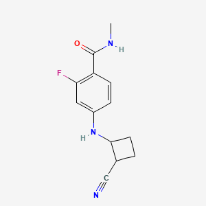 molecular formula C13H14FN3O B6295324 4-(2-Cyano-cyclobutylamino)-2-fluoro-N-methyl-benzamide CAS No. 2108996-77-4