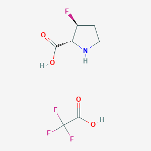 molecular formula C7H9F4NO4 B6295325 (2R,3S)-3-Fluoropyrrolidine-2-carboxylic acid trifluoroacetate CAS No. 926910-60-3