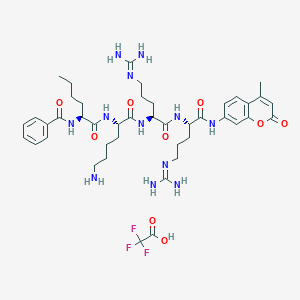 molecular formula C43H61F3N12O9 B6295744 Bz-Nle-Lys-Arg-Arg-AMC Trifluoroacetate CAS No. 863975-32-0