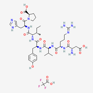 molecular formula C43H63F3N12O13 B6295759 (D-Pro7)-Angiotensin I/II (1-7) Trifluoroacetate CAS No. 586962-44-9