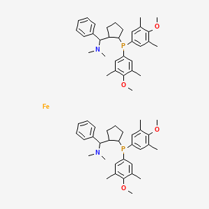 molecular formula C64H84FeN2O4P2 B6296084 (S,S)-(-)-2,2'-Bis[(R)-(N,N-dimethylamino)(phenyl)methyl]-1,1'-di[bis(3,5-dimethyl-4-methoxyphenyl)phosphino]ferrocene, 97% CAS No. 876608-69-4