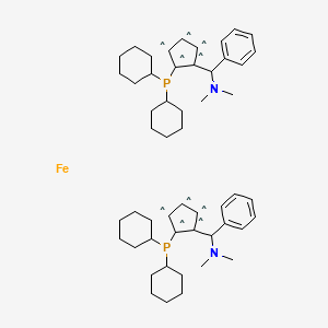 (R,R)FC-1,1'-Bis(dicyclohexylphosphino)-2,2'-bis[(S,S)C-(N,N-dimethylamino)phenylmethyl]ferrocene;  97%