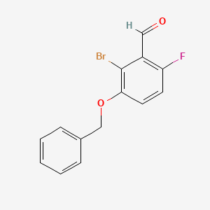 molecular formula C14H10BrFO2 B6296234 2-Bromo-6-fluoro-3-phenylmethoxybenzaldehyde CAS No. 2244107-76-2