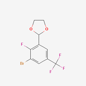 molecular formula C10H7BrF4O2 B6296294 2-[3-Bromo-2-fluoro-5-(trifluoromethyl)phenyl]-1,3-dioxolane CAS No. 2221811-98-7