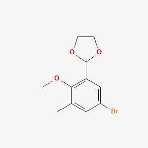 molecular formula C11H13BrO3 B6296297 2-(5-Bromo-2-methoxy-3-methylphenyl)-1,3-dioxolane CAS No. 2221812-10-6