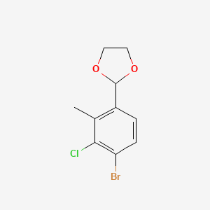 molecular formula C10H10BrClO2 B6296338 2-(4-Bromo-3-chloro-2-methylphenyl)-1,3-dioxolane CAS No. 2221812-33-3