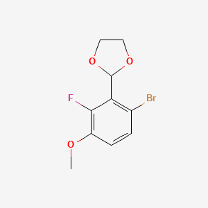molecular formula C10H10BrFO3 B6296348 2-(2-Bromo-6-fluoro-5-methoxyphenyl)-1,3-dioxolane CAS No. 2221812-44-6