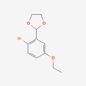 molecular formula C11H13BrO3 B6296363 2-Bromo-5-ethoxybenzaldehyde ethylene acetal CAS No. 2221812-35-5