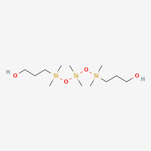 molecular formula C12H32O4Si3 B6296710 Poly(dimethylsiloxane), hydroxypropyl terminated, MW 4000, viscosity 100 cSt. CAS No. 104780-66-7