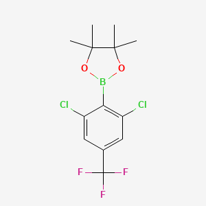 molecular formula C13H14BCl2F3O2 B6296755 2,6-Dichloro-4-(trifluoromethyl)phenylboronic acid pinacol ester CAS No. 2311855-02-2