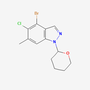 molecular formula C13H14BrClN2O B6297210 4-Bromo-5-chloro-6-methyl-1-tetrahydropyran-2-yl-indazole CAS No. 2368909-42-4