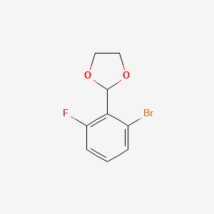 molecular formula C9H8BrFO2 B6297330 2-(2-溴-6-氟苯基)-1,3-二氧杂环己烷 CAS No. 1394824-55-5