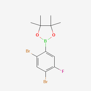 molecular formula C12H14BBr2FO2 B6297349 2,4-二溴-5-氟苯基硼酸频哪醇酯 CAS No. 2121512-02-3