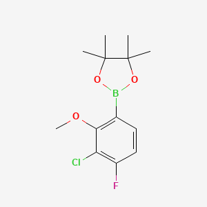 molecular formula C13H17BClFO3 B6297390 2-(3-Chloro-4-fluoro-2-methoxyphenyl)-4,4,5,5-tetramethyl-1,3,2-dioxaborolane CAS No. 2649471-82-7