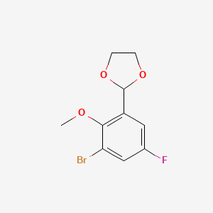 molecular formula C10H10BrFO3 B6297729 2-(3-Bromo-5-fluoro-2-methoxyphenyl)-1,3-dioxolane CAS No. 2221812-40-2