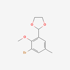molecular formula C11H13BrO3 B6297731 2-(3-Bromo-2-methoxy-5-methylphenyl)-1,3-dioxolane CAS No. 2221812-25-3