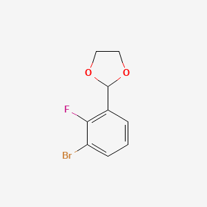 molecular formula C9H8BrFO2 B6297777 2-(3-Bromo-2-fluorophenyl)-1,3-dioxolane CAS No. 2221812-23-1