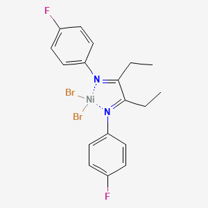 molecular formula C18H18Br2F2N2Ni B6298056 3,4-Bis[(N-4-fluorophenyl)imino]hexane-nickel(II)-dibromide CAS No. 616895-42-2