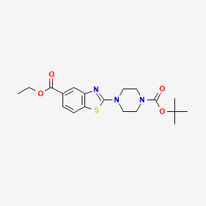 molecular formula C19H25N3O4S B6298321 Ethyl 2-(4-(t-butoxycarbonyl)piperazin-1-yl)benzo[d]thiazole-5-carboxylate;  98% CAS No. 2415751-69-6