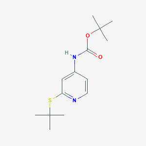 molecular formula C14H22N2O2S B6298323 tert-Butyl 2-(tert-butylthio)pyridin-4-ylcarbamate;  98% CAS No. 2301857-90-7